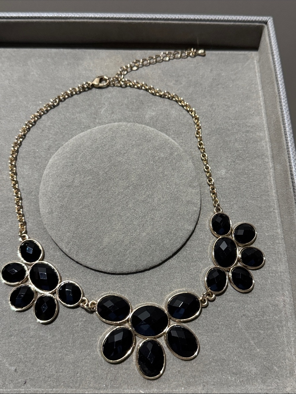 New Women’s Gold-Tone Black Stone Statement Necklace - 20” long